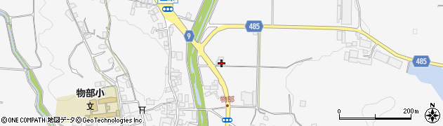 京都府綾部市物部町金屋周辺の地図