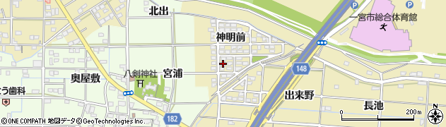 愛知県一宮市光明寺神明前57周辺の地図