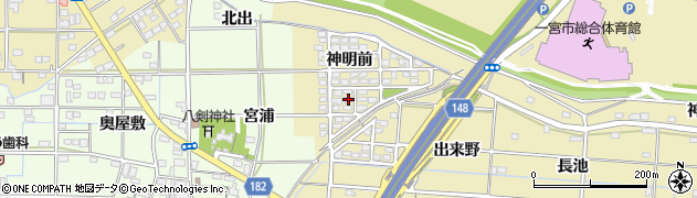 愛知県一宮市光明寺神明前54周辺の地図