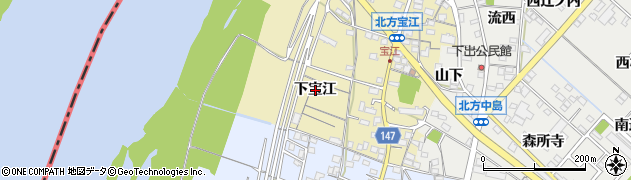 愛知県一宮市北方町北方下宝江周辺の地図
