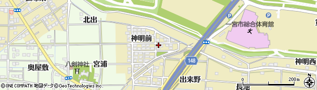 愛知県一宮市光明寺神明前69周辺の地図