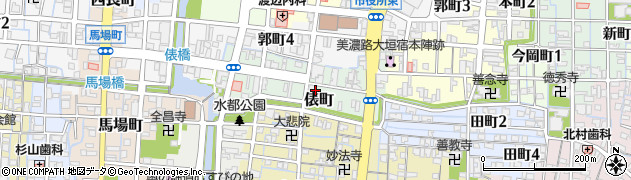 岐阜県大垣市俵町周辺の地図