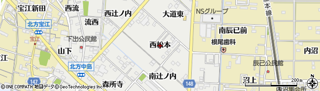 愛知県一宮市北方町中島（西松本）周辺の地図