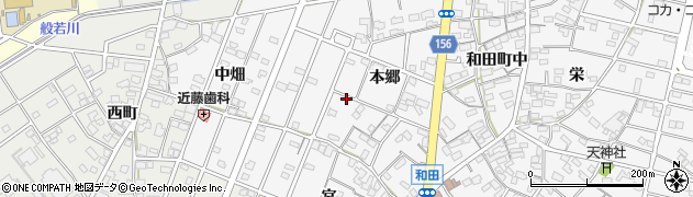 愛知県江南市和田町（本郷）周辺の地図