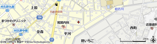 愛知県江南市村久野町（平河）周辺の地図