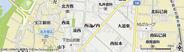 愛知県一宮市北方町中島（西辻ノ内）周辺の地図