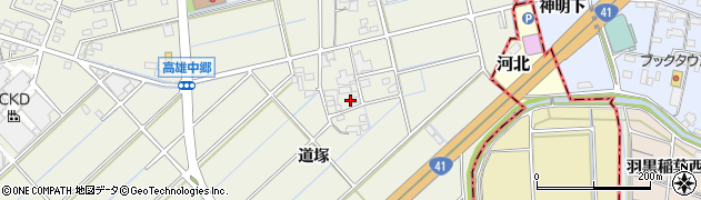 愛知県扶桑町（丹羽郡）高雄（道塚）周辺の地図