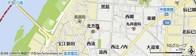 愛知県一宮市北方町中島黒髭73周辺の地図