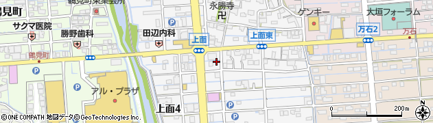 岐阜県大垣市上面周辺の地図
