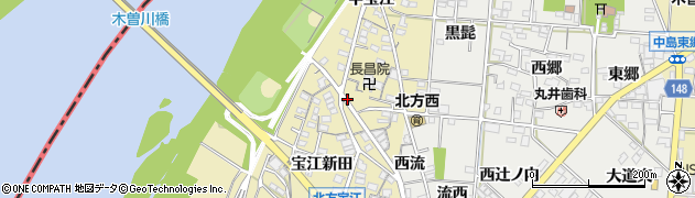 愛知県一宮市北方町北方（宝江）周辺の地図