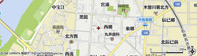 愛知県一宮市北方町中島西郷1365周辺の地図