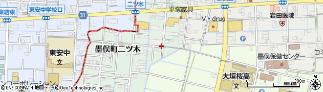 岐阜県大垣市墨俣町二ツ木周辺の地図
