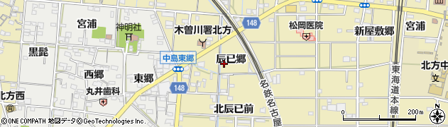 愛知県一宮市北方町北方辰已郷周辺の地図
