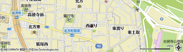 愛知県一宮市北方町北方（西渡り）周辺の地図