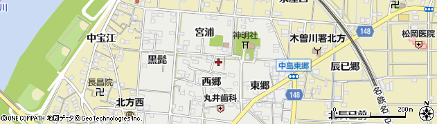 愛知県一宮市北方町中島西郷93周辺の地図