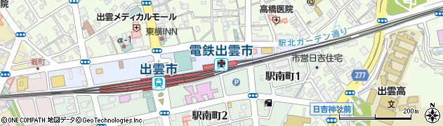 電鉄出雲市駅周辺の地図