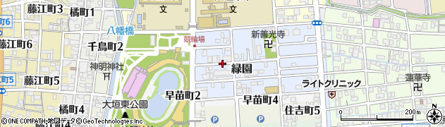 岐阜県大垣市緑園周辺の地図
