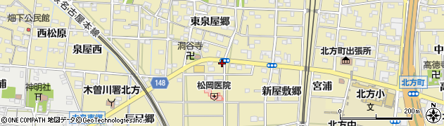 愛知県一宮市北方町北方（東泉屋前）周辺の地図