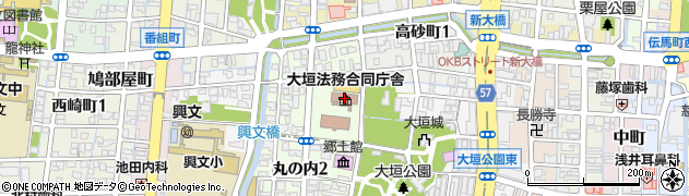検察庁　岐阜地方検察庁大垣支部周辺の地図