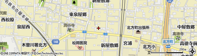 愛知県一宮市北方町北方新屋敷郷102周辺の地図