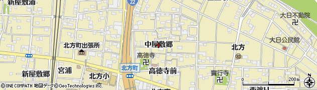 愛知県一宮市北方町北方（中屋敷郷）周辺の地図