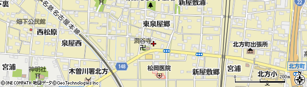愛知県一宮市北方町北方東泉屋郷165周辺の地図