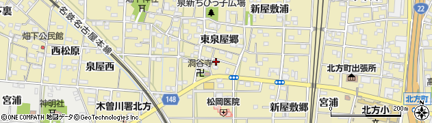 愛知県一宮市北方町北方東泉屋郷166周辺の地図