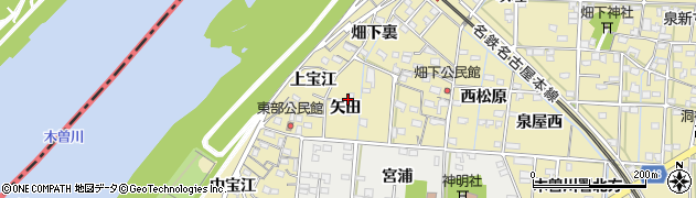 愛知県一宮市北方町北方（矢田）周辺の地図
