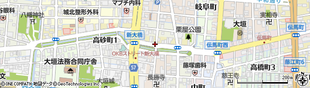 岐阜県大垣市東外側町周辺の地図