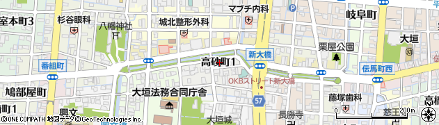 岐阜県大垣市高砂町1丁目周辺の地図