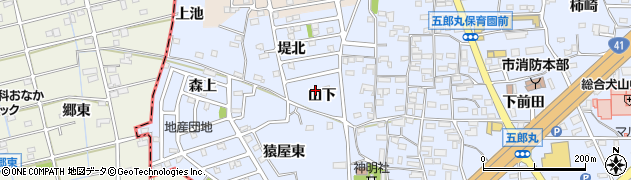 愛知県犬山市五郎丸山下周辺の地図