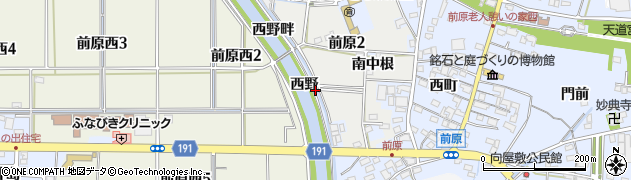 愛知県犬山市前原（西野）周辺の地図