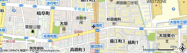 岐阜県大垣市伝馬町43周辺の地図