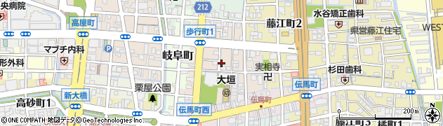 岐阜県大垣市歩行町周辺の地図