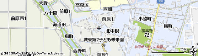 愛知県犬山市前原北中根周辺の地図