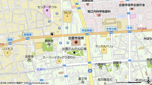 〒693-0000 島根県出雲市（以下に掲載がない場合）の地図