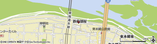 愛知県一宮市北方町北方（鉄砲部屋）周辺の地図