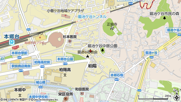 〒247-0004 神奈川県横浜市栄区柏陽の地図