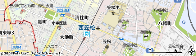 岐阜県笠松町（羽島郡）天王町周辺の地図