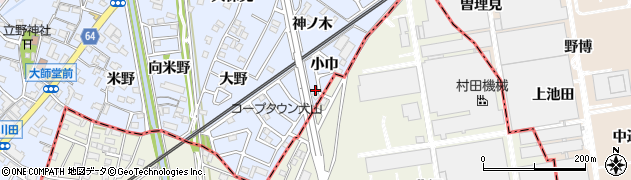 愛知県犬山市上野小巾周辺の地図