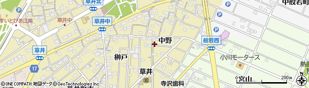愛知県江南市草井町中野周辺の地図