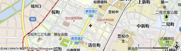 ローソン美笠通店周辺の地図