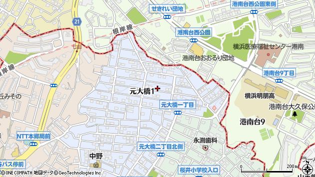 〒247-0011 神奈川県横浜市栄区元大橋の地図