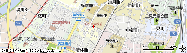 笠松中学校前周辺の地図