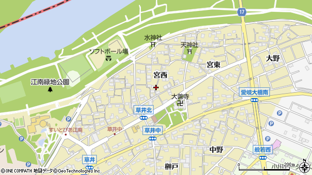 〒483-8005 愛知県江南市草井町宮西の地図