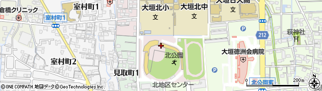 大垣市役所スポーツ施設　北公園陸上競技場周辺の地図