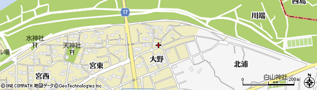 愛知県江南市草井町大野周辺の地図