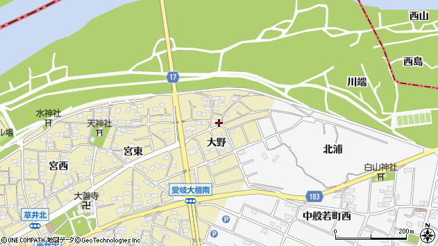 〒483-8003 愛知県江南市中般若町北浦の地図