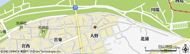 愛知県江南市草井町（大野）周辺の地図