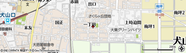 愛知県犬山市橋爪一丁田周辺の地図